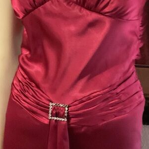 David's Bridal Burgundy Long Sleeve Dress